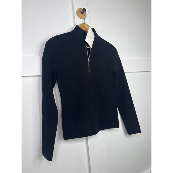NWT A.L.C. Long Sleeve Quarter Zip Mock Neck Piper Top Fitted Black Size: Small - Picture 4 of 8